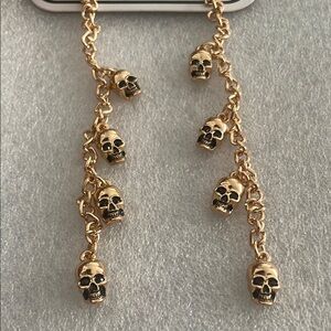Quo Beauty Gold Tone Skull Charm Convertible Chain Link Necklace Statement Belt